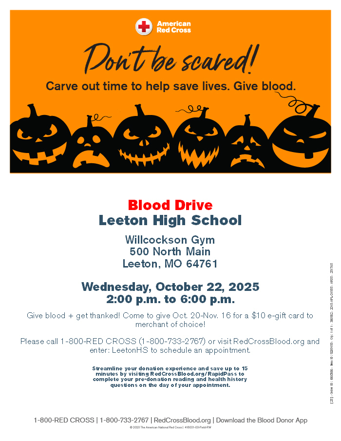 Leeton Blood Drive October 22, 2025, 2:00-6:00 pm