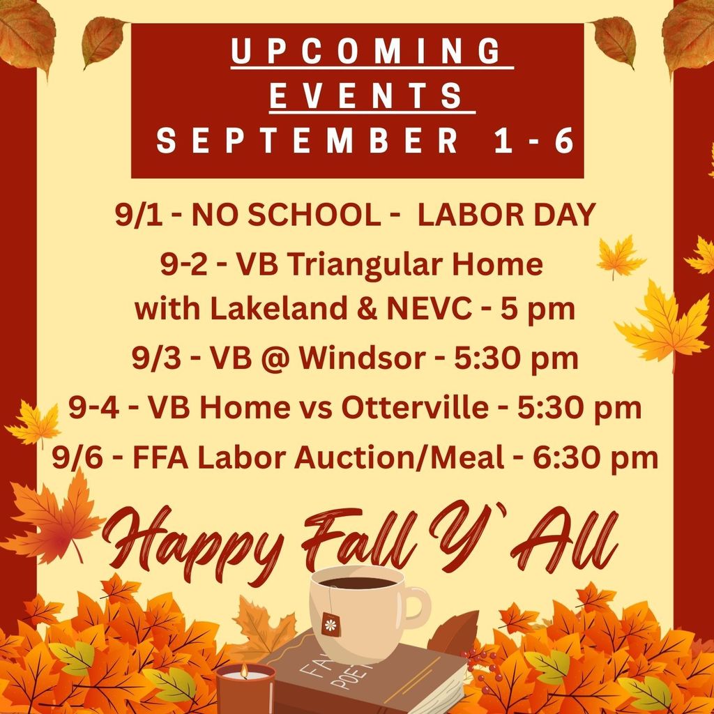 Upcoming Events September 1-6