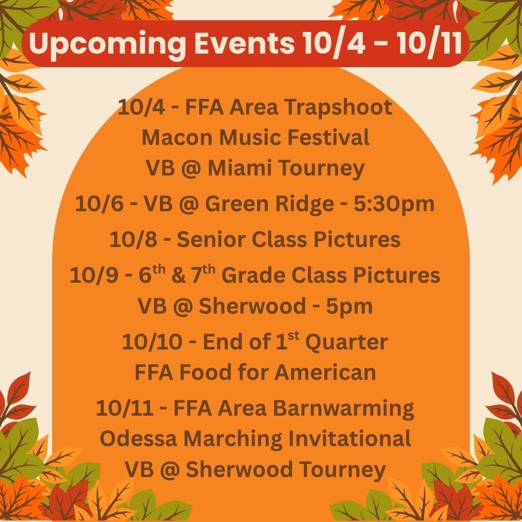 Upcoming Events 10/4-10/11