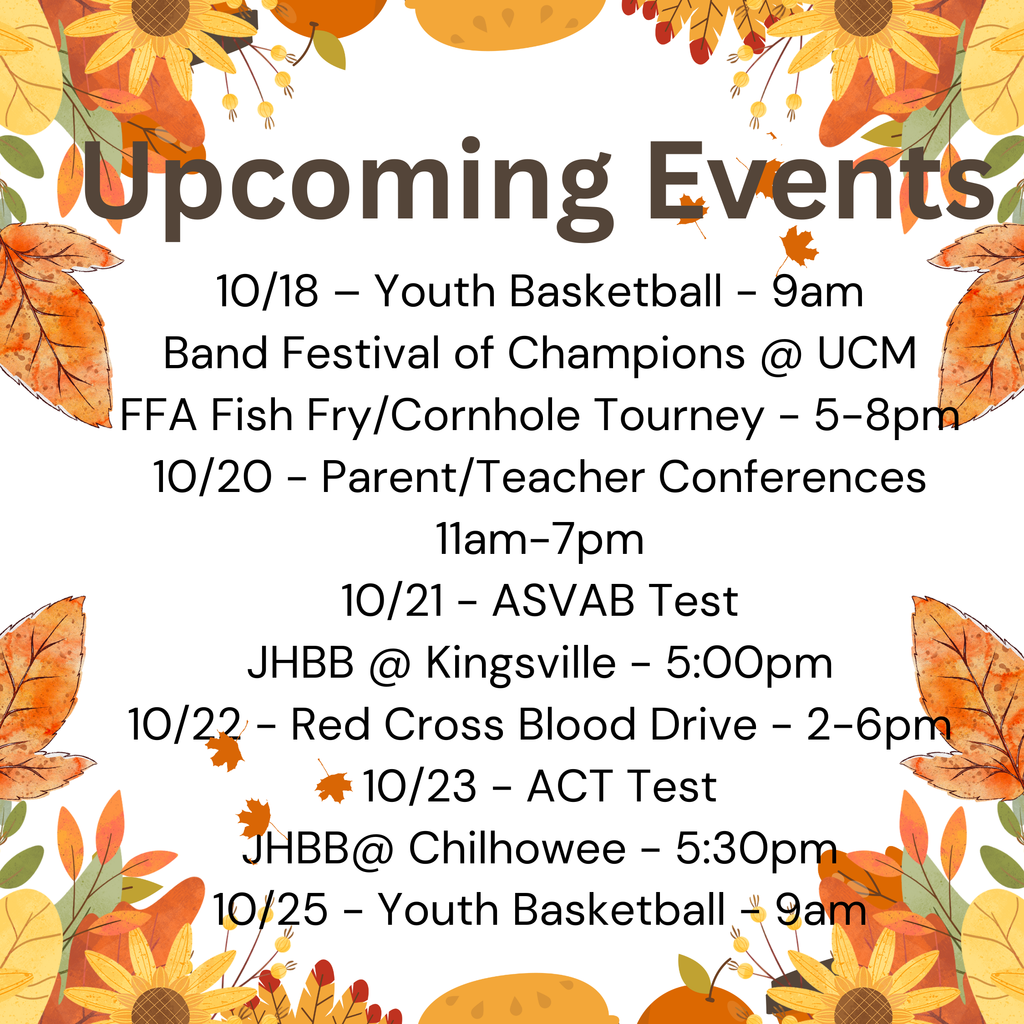 Upcoming Events 10/18-10/25