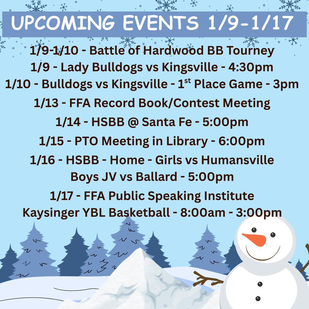 Upcoming Events 1/9-1/17