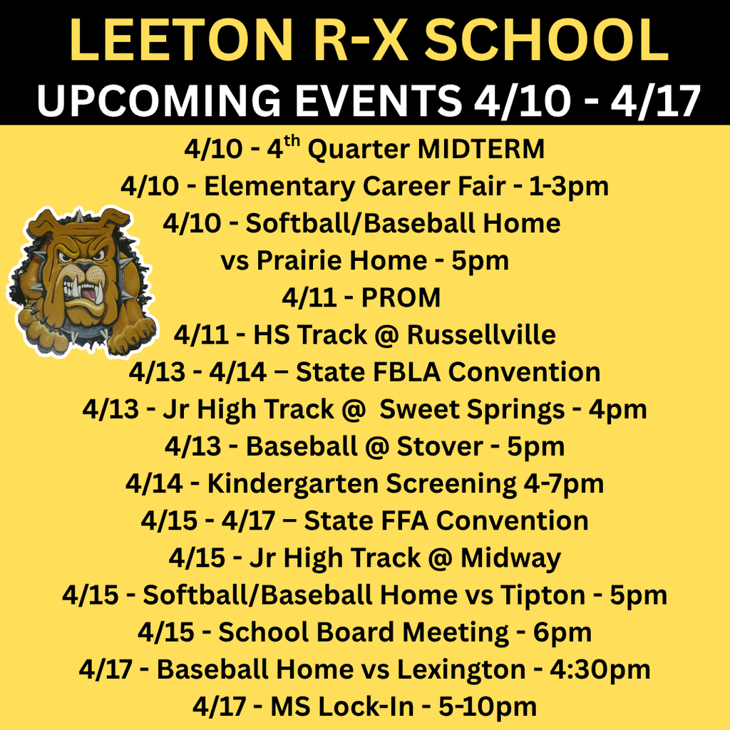 Upcoming Events 4/10-4/17