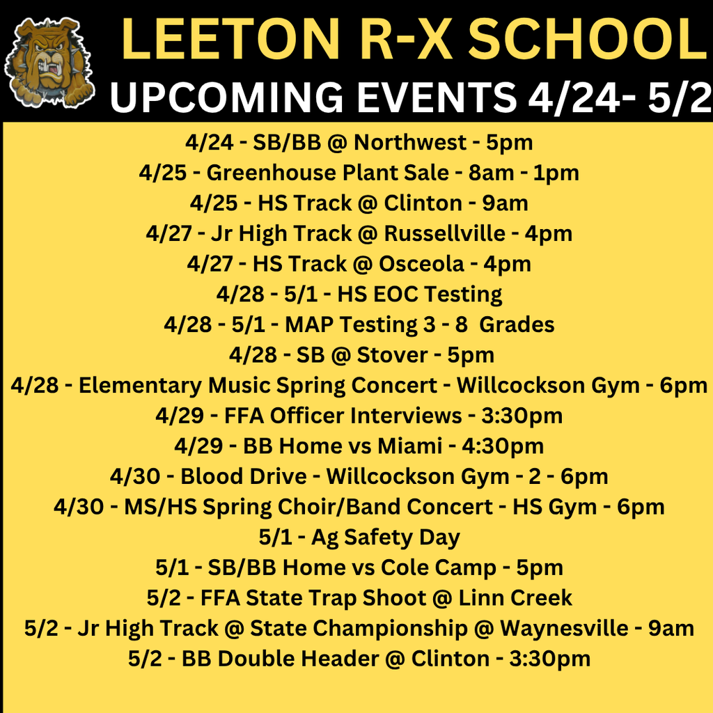 Upcoming Events 4/24-5/2