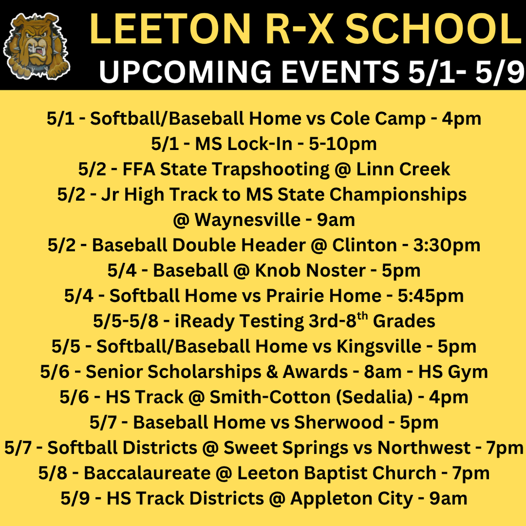 Upcoming Events 5/1-5/9