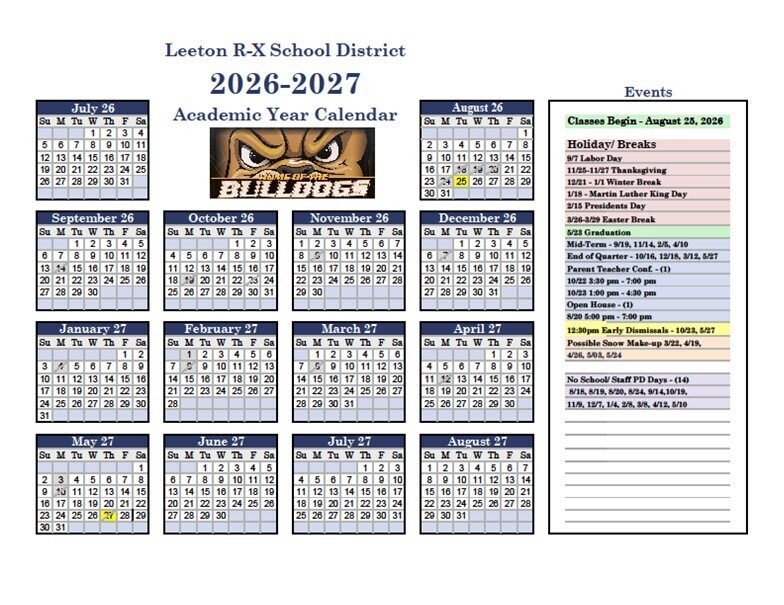 Academic Calendar for 2026-2027 