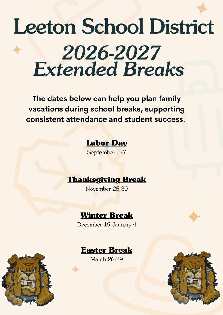 Leeton School District 2026-2027 Extended Break