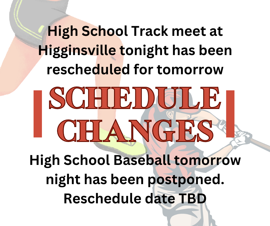 Baseball and Track Schedule Changes