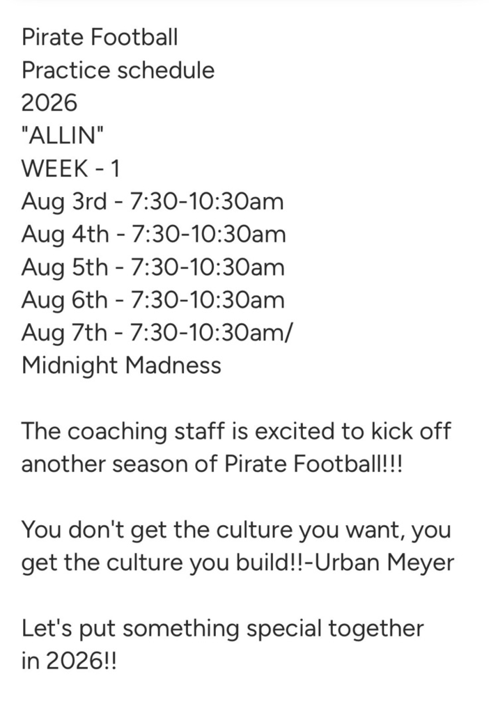 practice schedule 