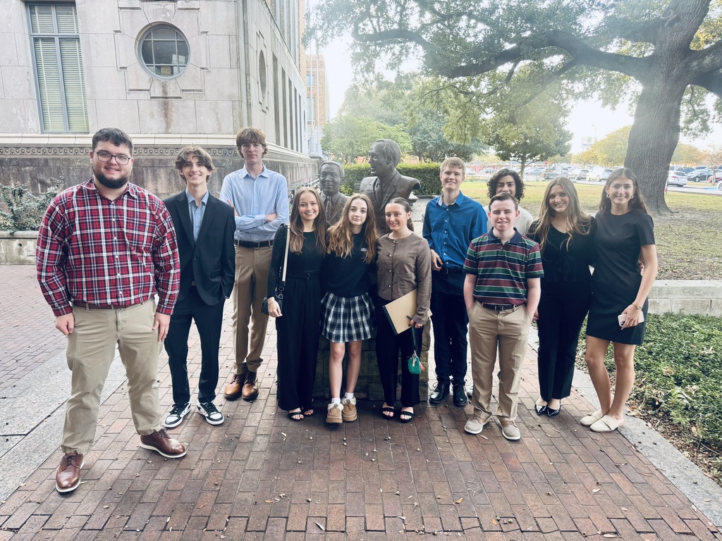 Students with statue