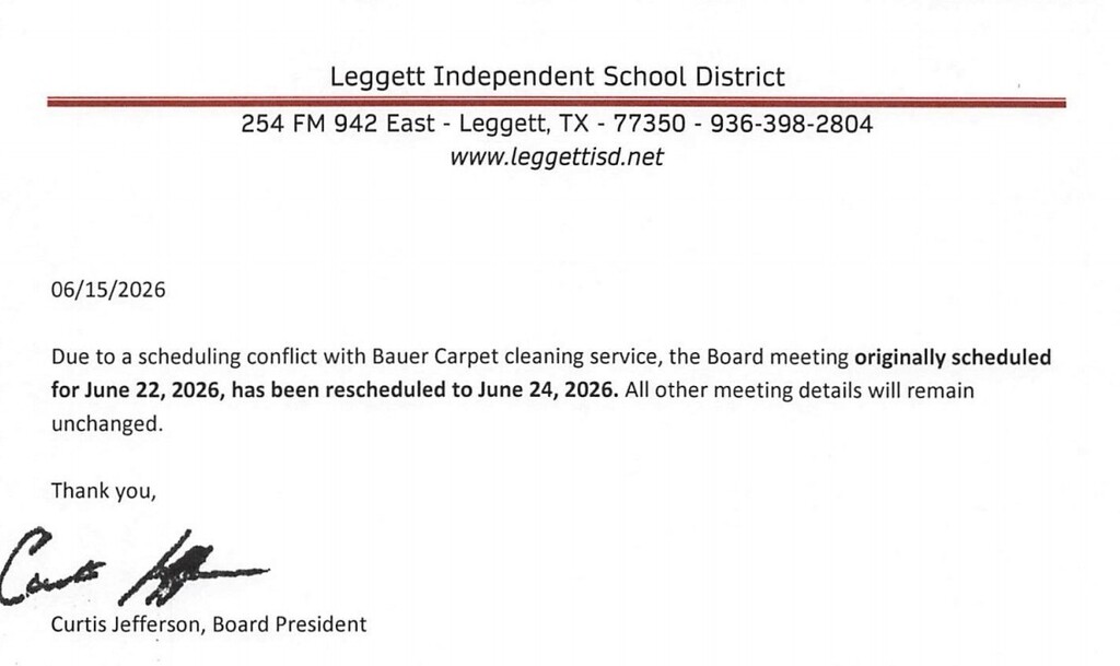 Board Meeting Change