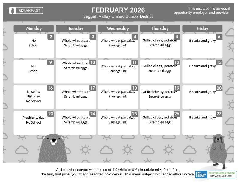 Feb 2026 Breakfast Menu