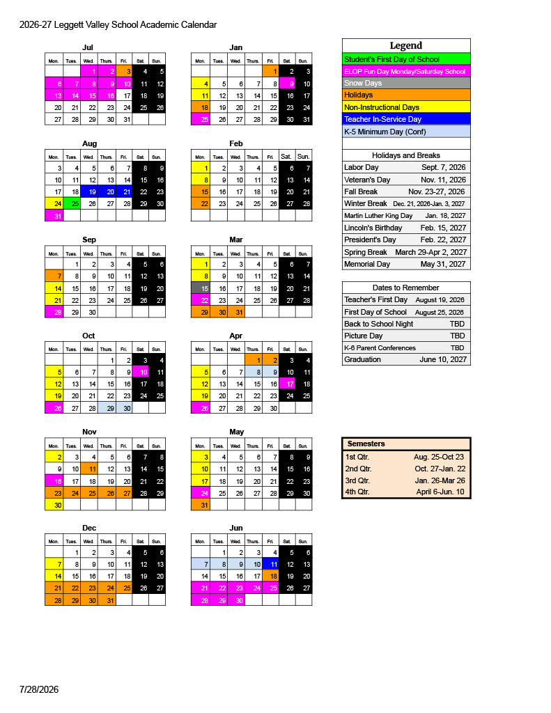 2026-27 Academic Calendar