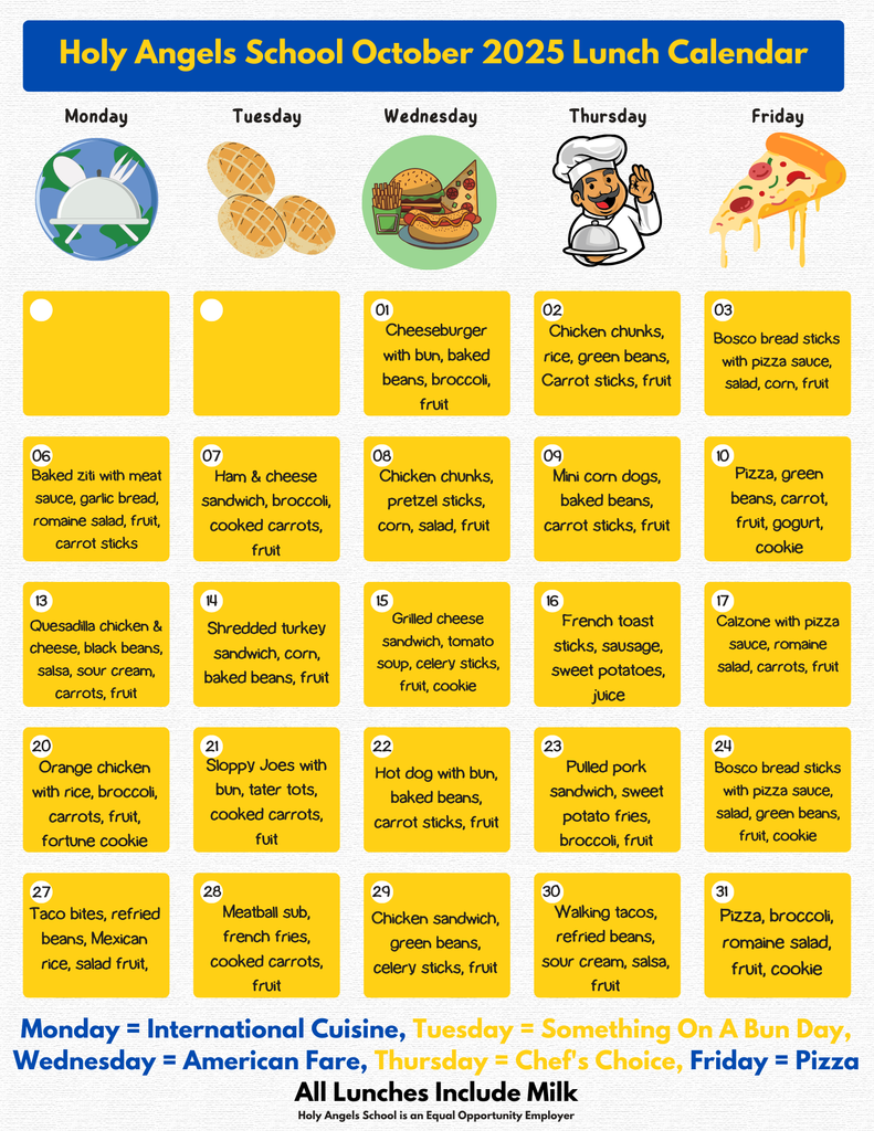 October Lunch menu