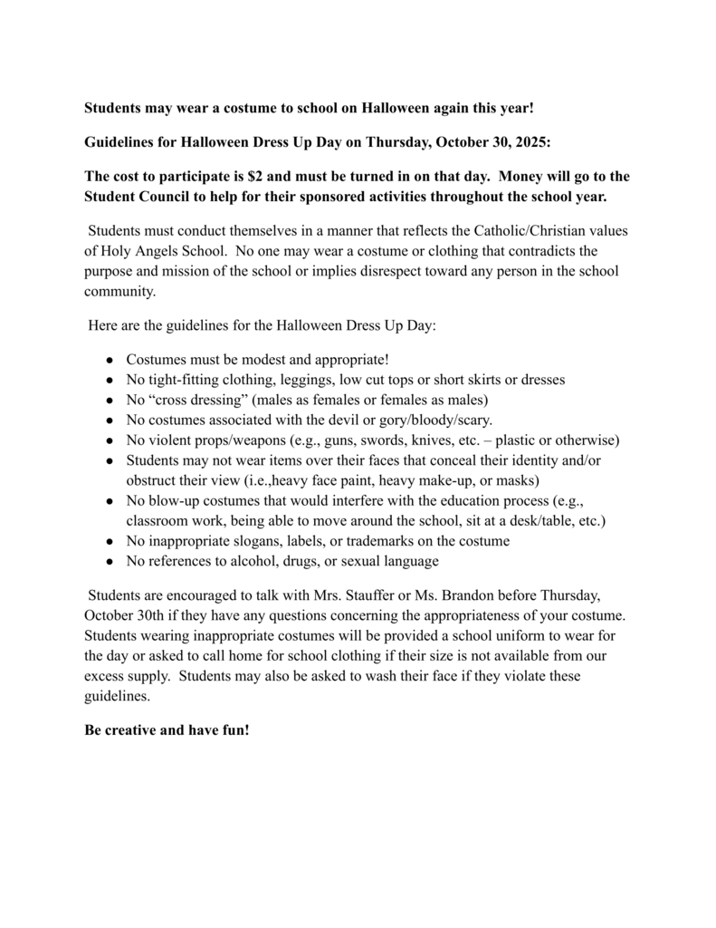 Halloween Dress Up Information