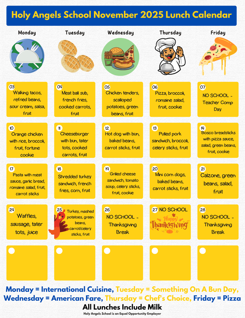 November 2025 Lunch Menu