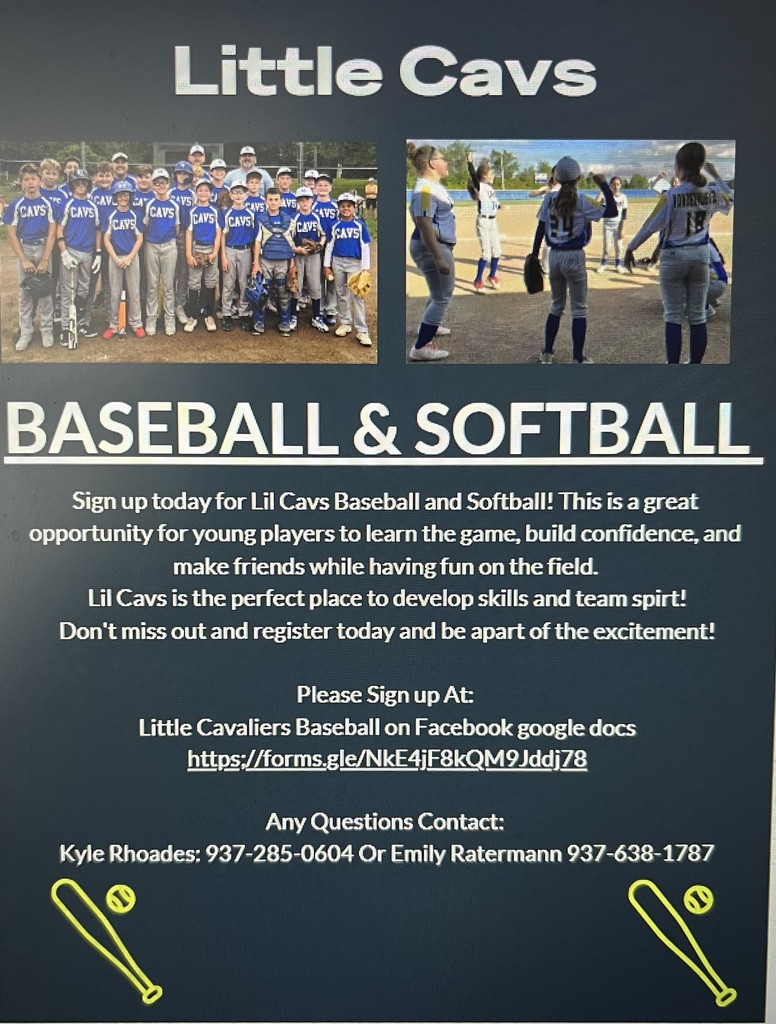 Little Cavs baseball and softball sign ups 