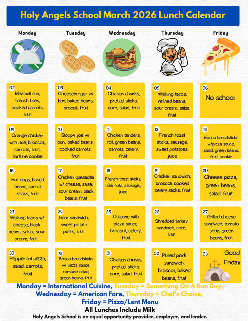 Updated lunch menu for March