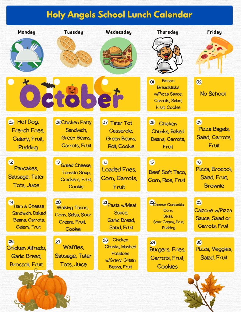 October 2026 Lunch Menu