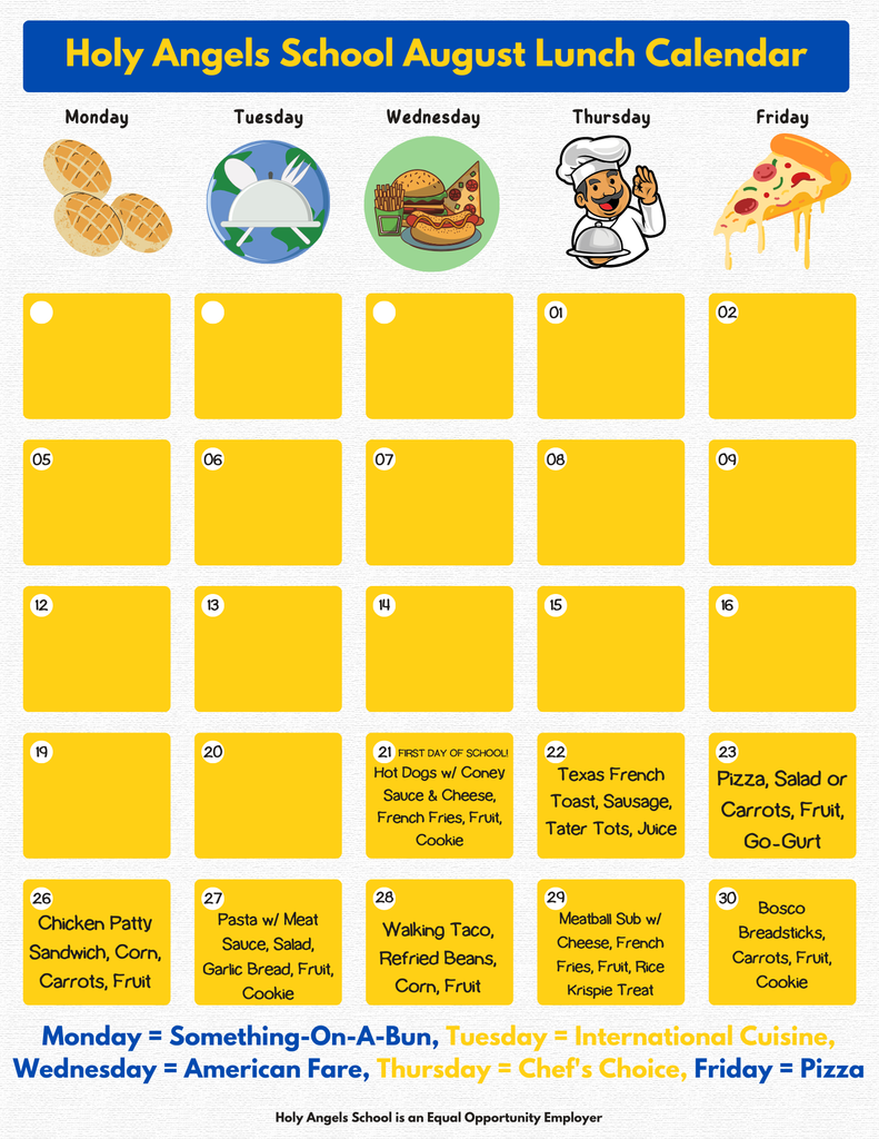 August Lunch Menu