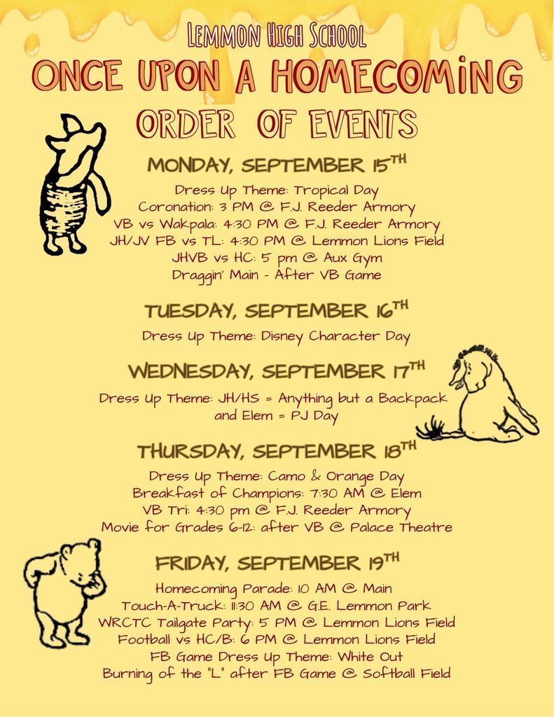 Homecoming Schedule
