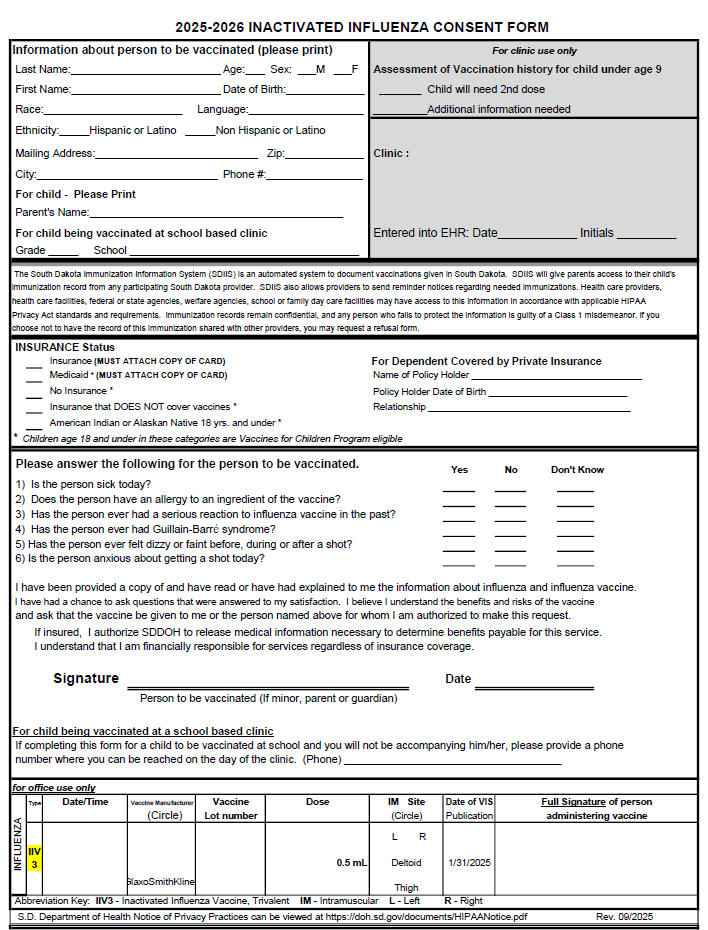 Vaccine consent form