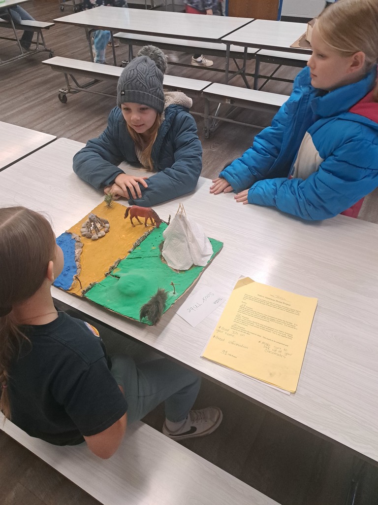 5th Grade showcasing their Native American projects