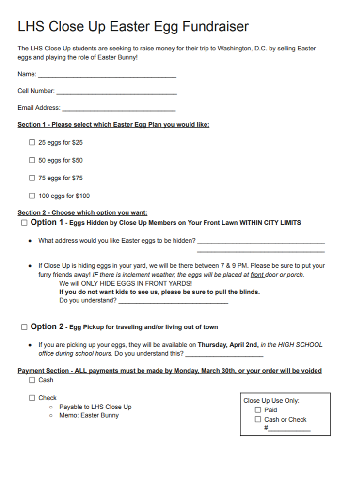 Easter Egg Fundraiser