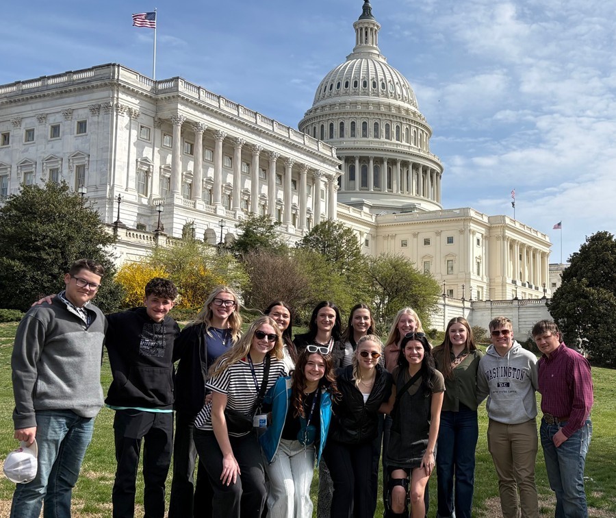 Students in front of our Capitol. 
