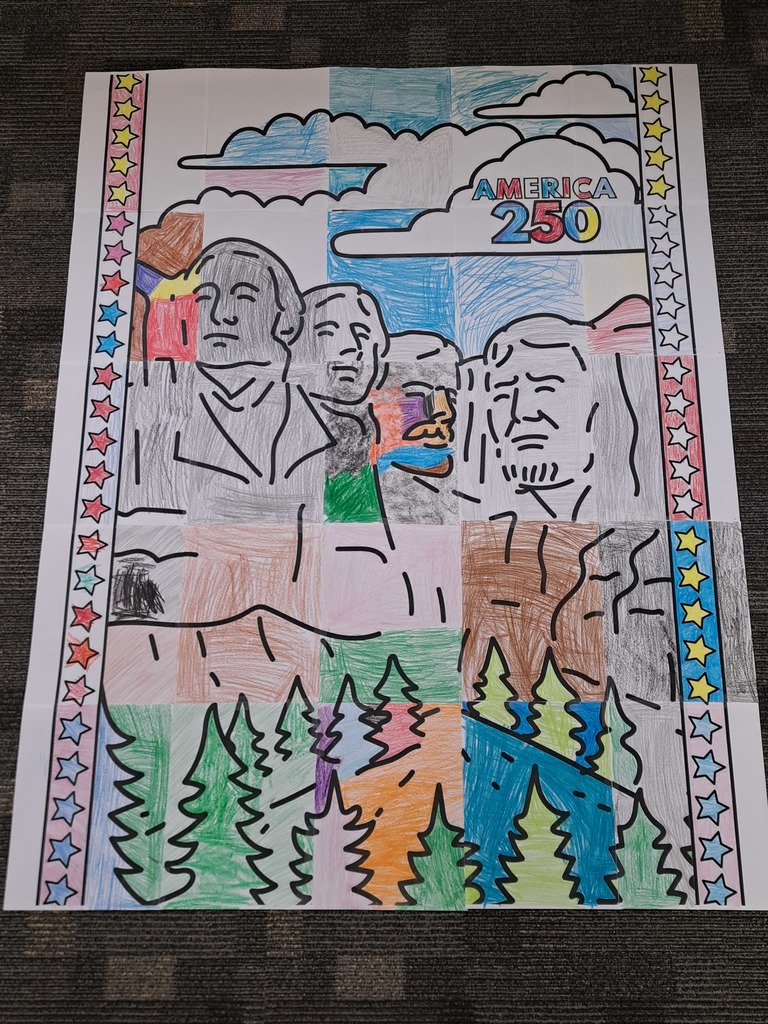 collaborative Mount Rushmore coloring poster