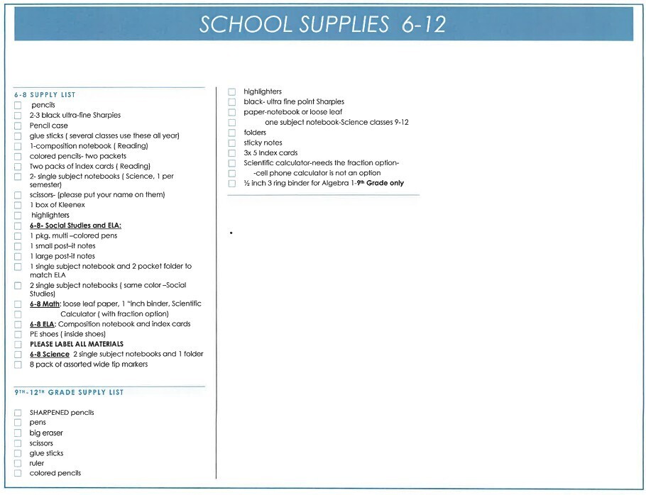 Supply List
