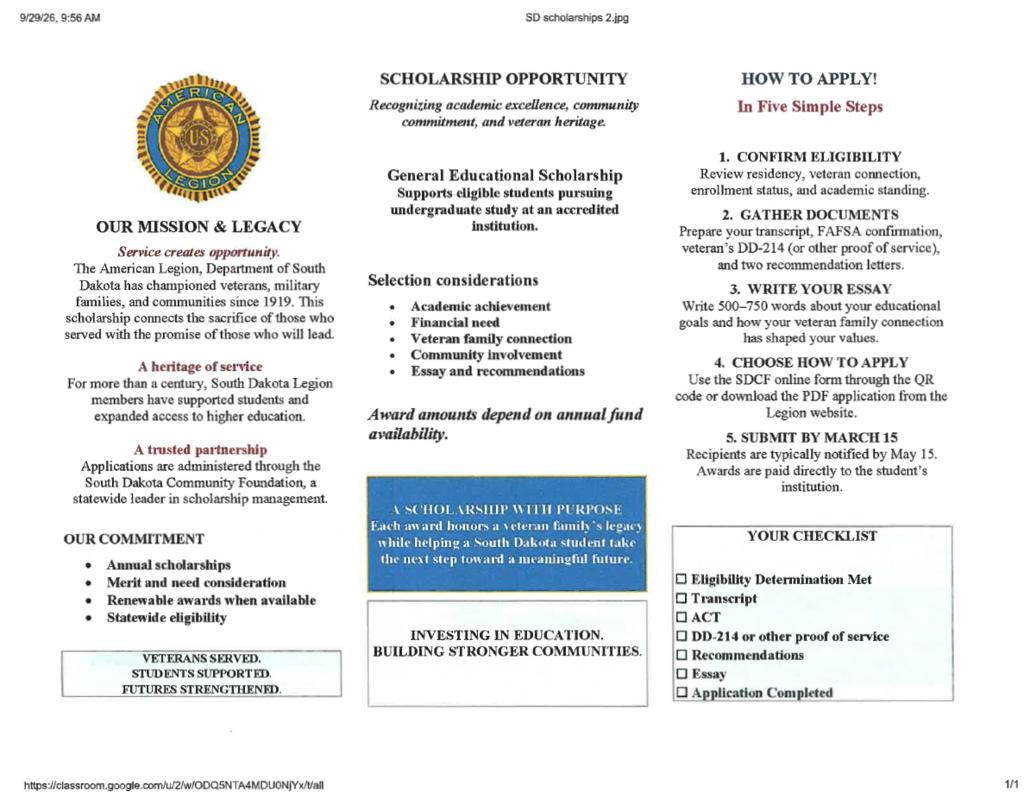 Legion Scholarship