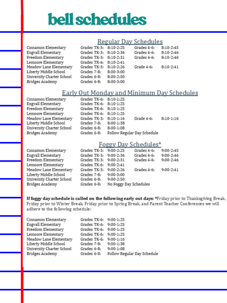bell schedules