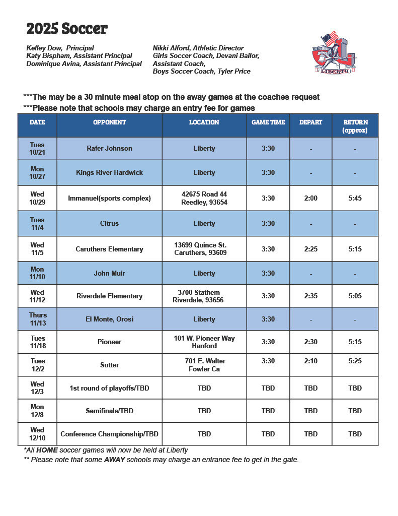 soccer schedule 