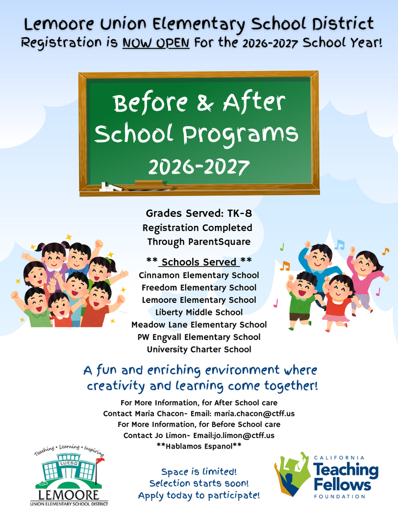 The deadline for guaranteed placement in the After School Program is May 15th!