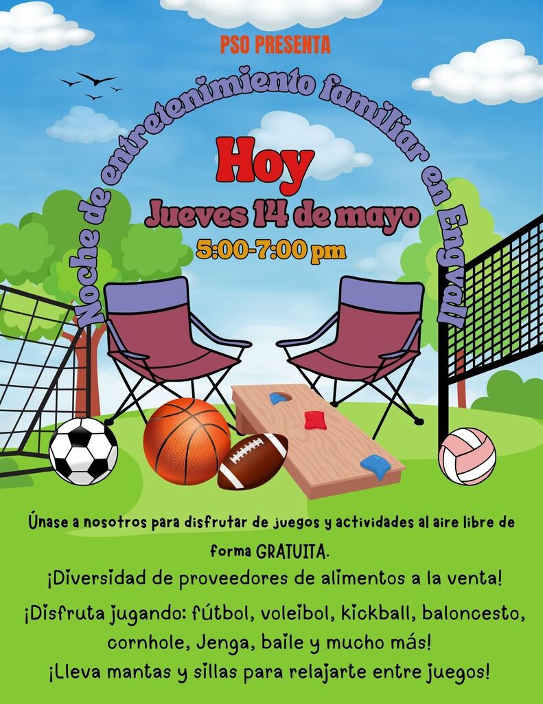 Today! Don't miss our Family Fun Night from 5:00 to 7:00 PM