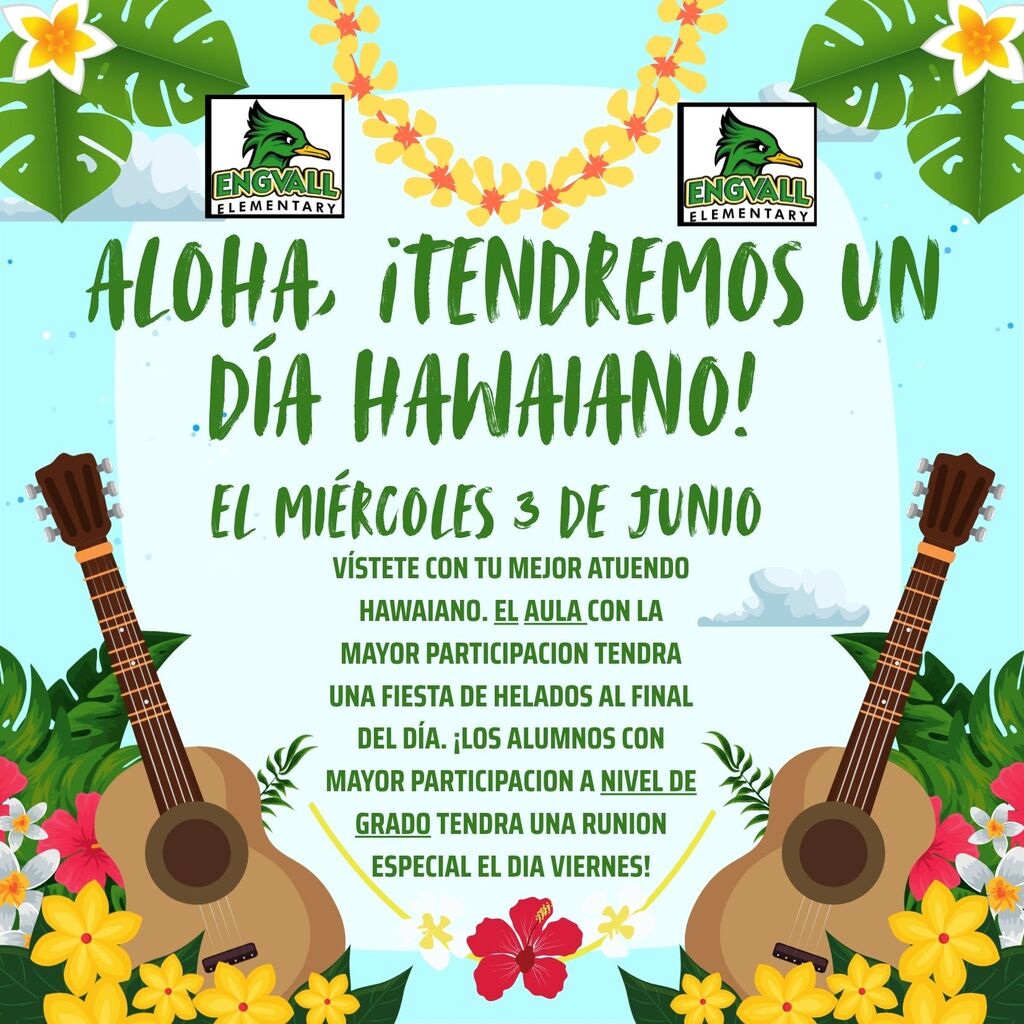 Hawaiian Day on Wednesday, June 3rd
