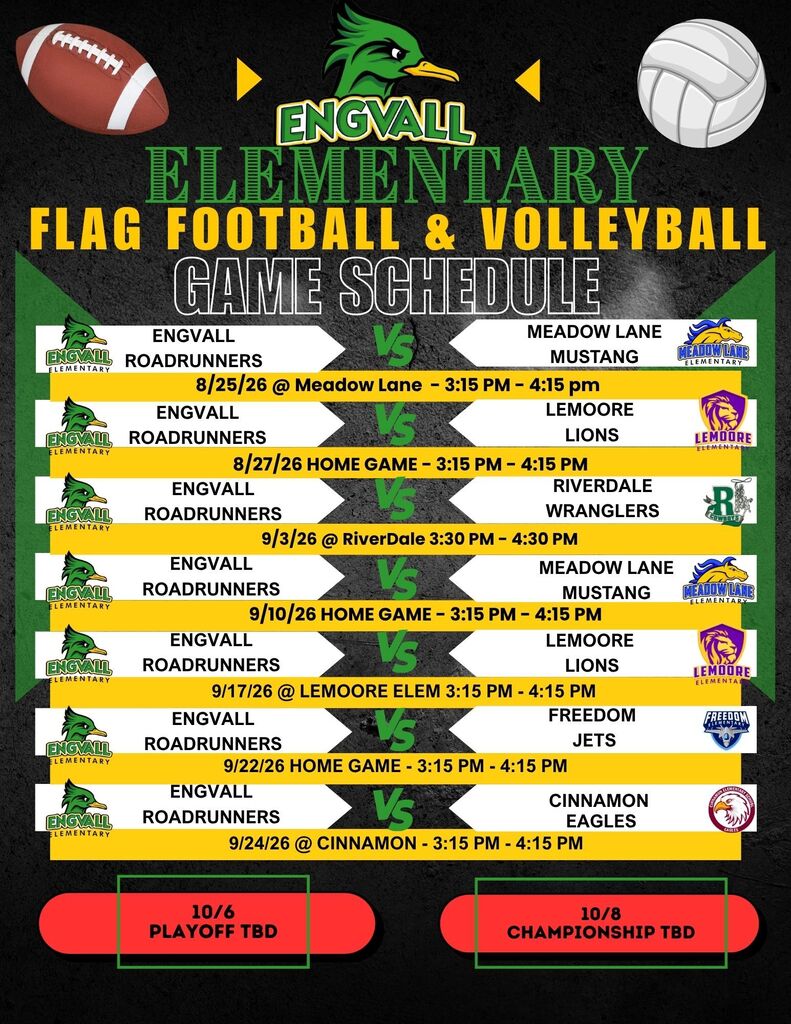 2026 Flag football/ Volleyball Game Schedule 