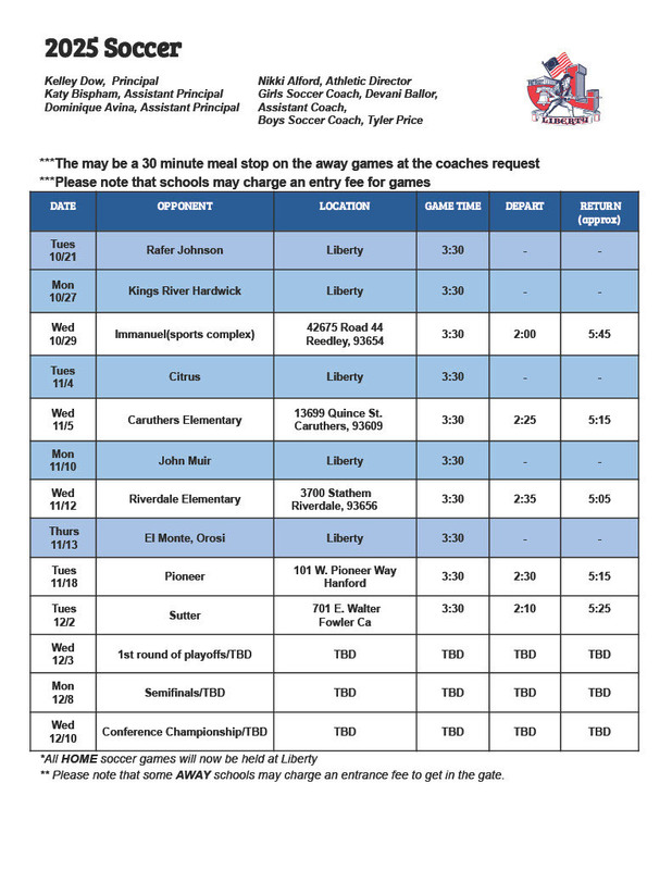 Soccer Schedule
