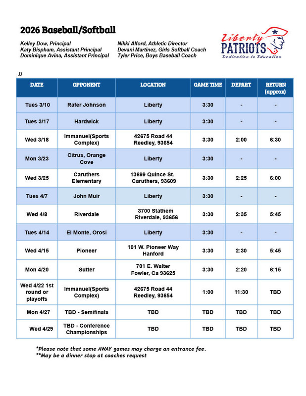 baseballsoftball Schedule