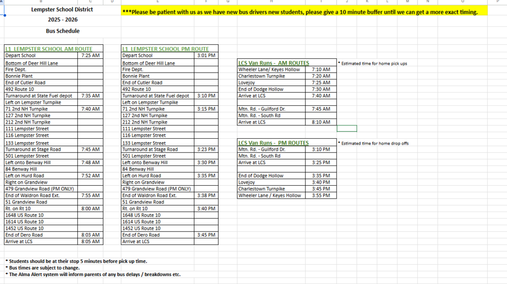 25-26 Bus / Van Routes
