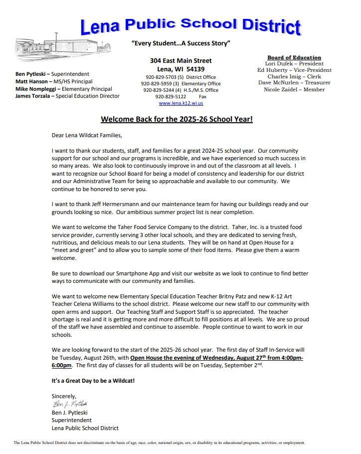 Welcome Back Letter From Mr. Pytleski