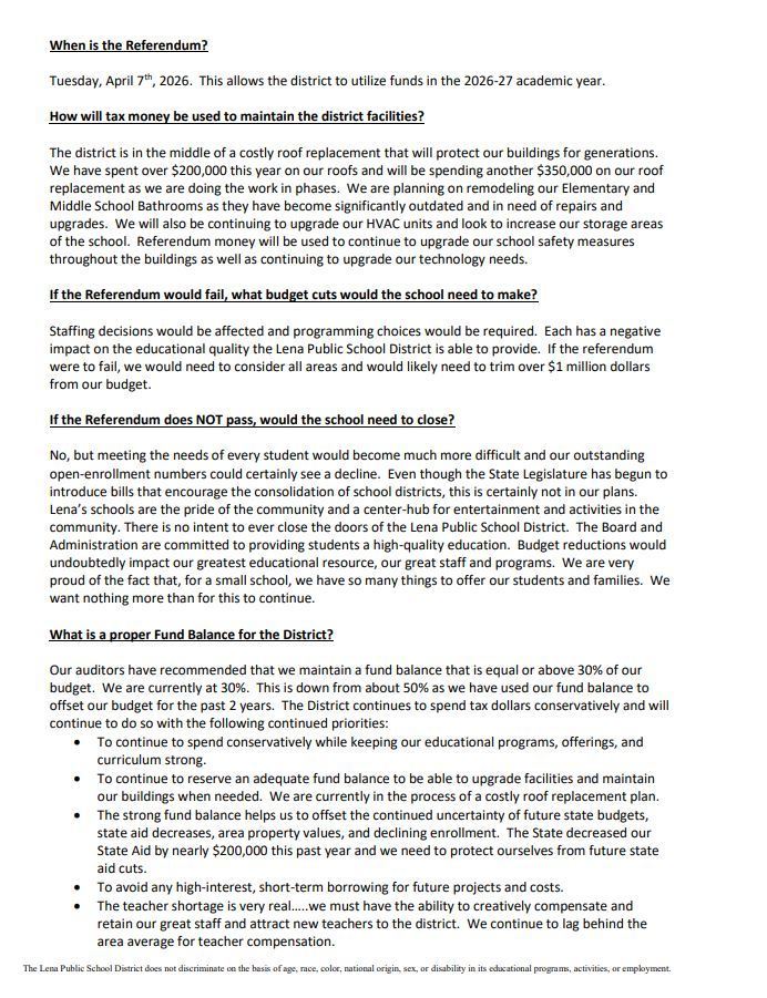 Important Info on our April Referendum.  Please watch for Community Forum Information soon. 