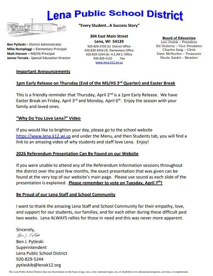 Important Announcements