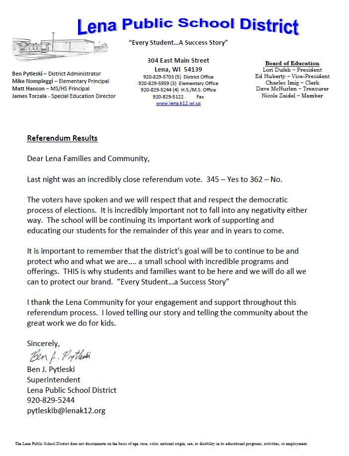 Referendum Results Message