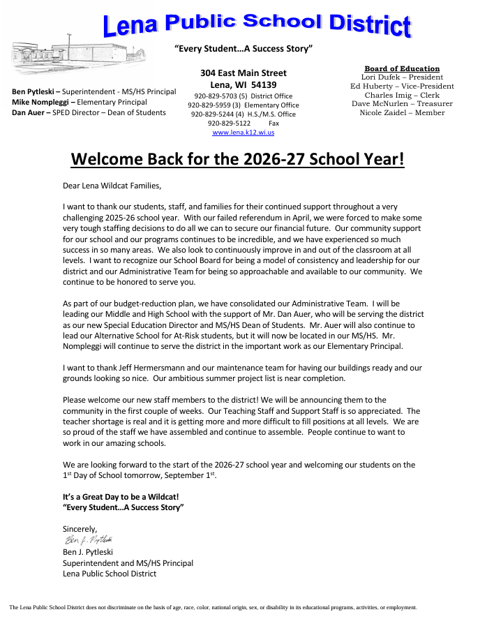 Welcome Back Message from Mr. Pytleski