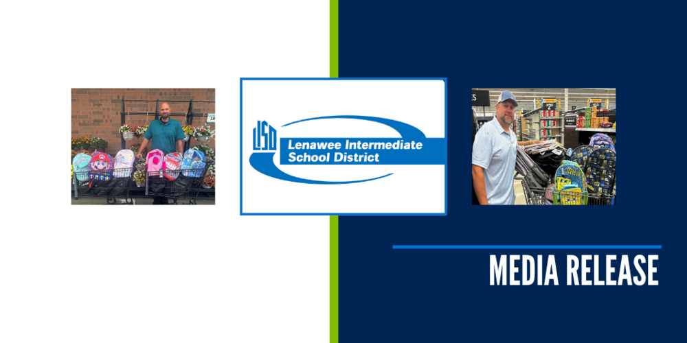 Media release with two photos of staff collecting supplies