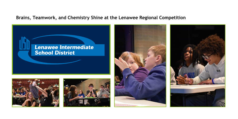 An image that includes the title of the article and 4 images of students at the competition