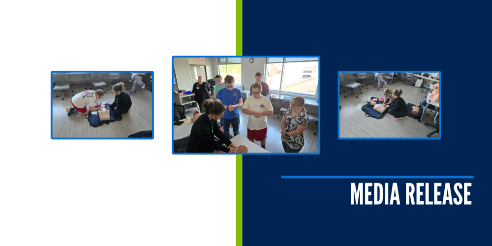 Media release about Project SEARCH that include three photos of students learning CPR