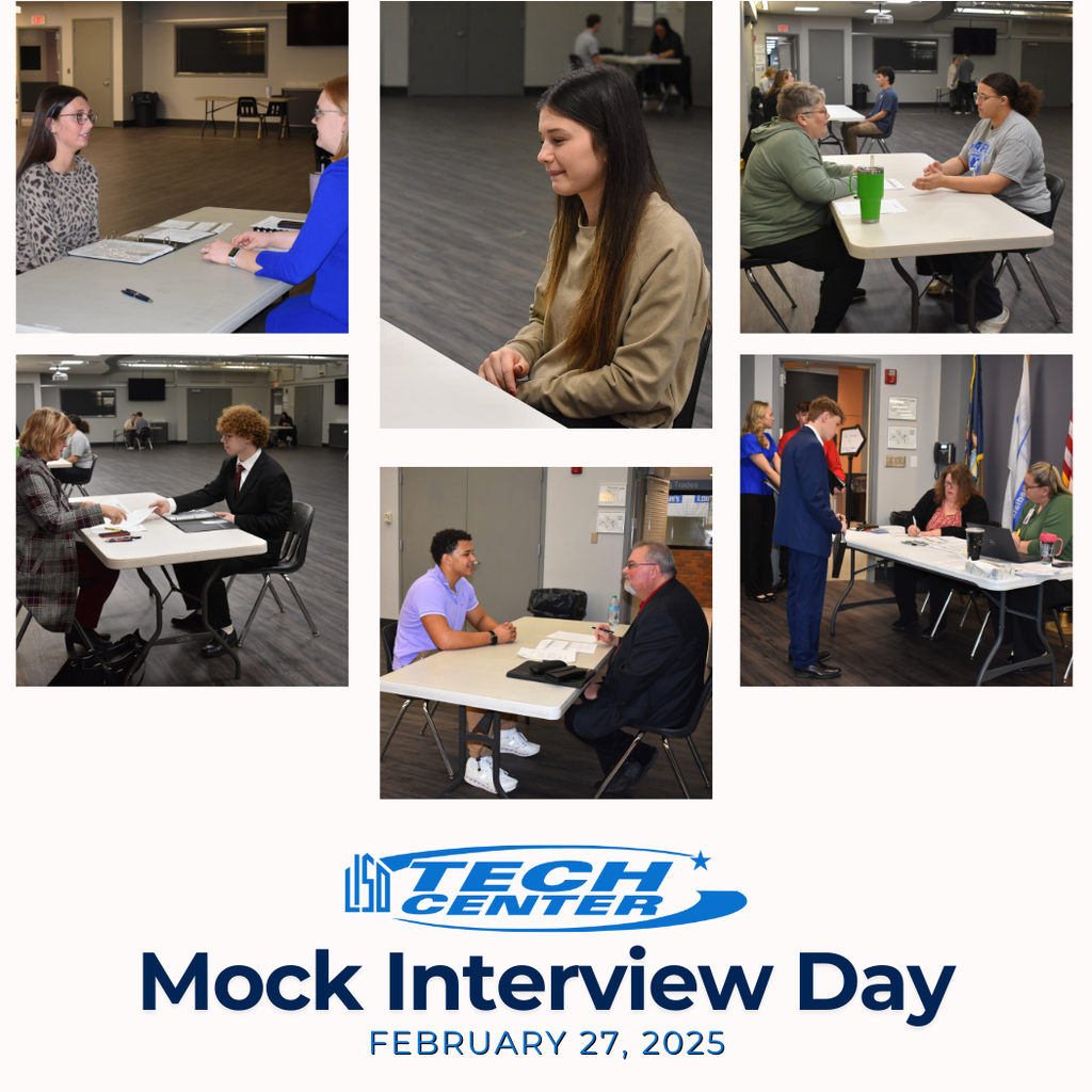 Photo collage of students interviewing with volunteers