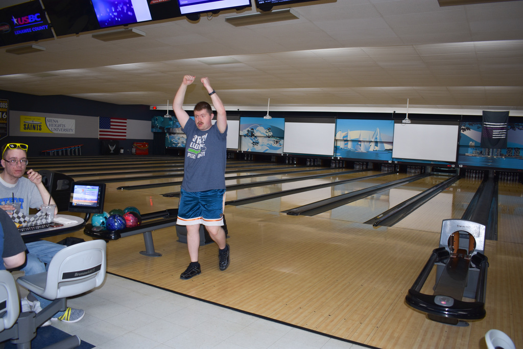 Student celebrates a strike